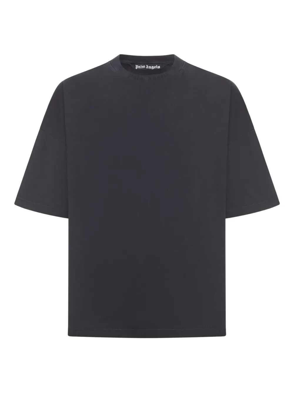 Palm Angels Curved Logo Loose Collar Tee Vintage Bla In Blue