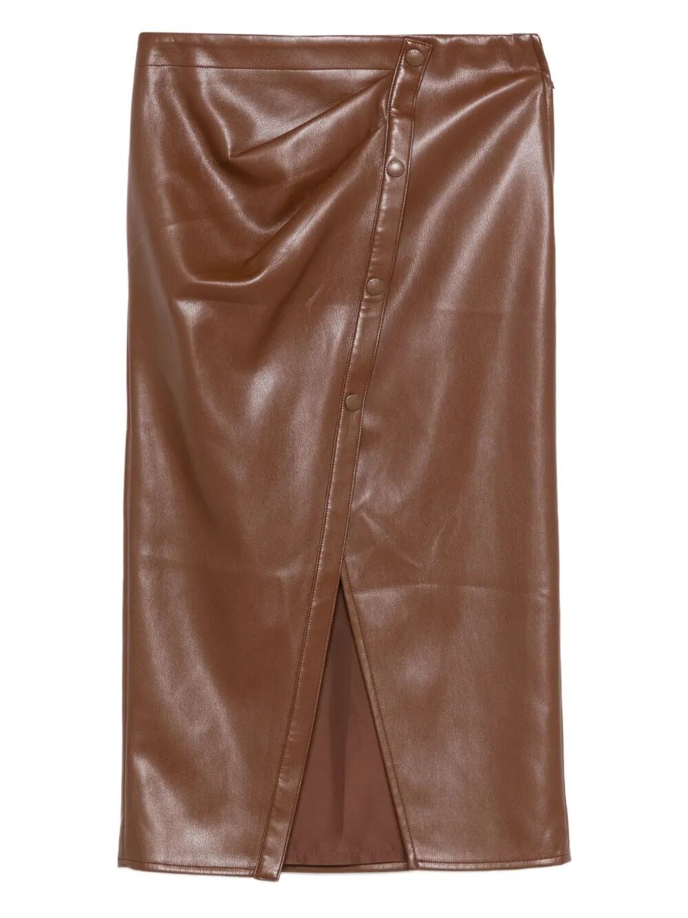 Patrizia Pepe Button-fastening Draped Skirt In Brown