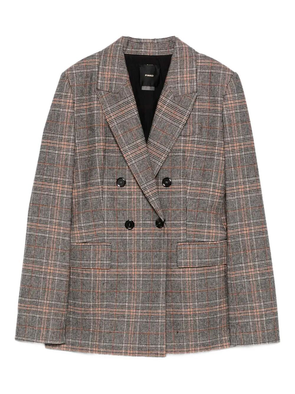 Pinko Checked Double-breasted Fitted Jacket In Multi