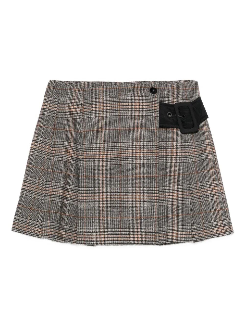 Pinko Beige Plaid Pleated Mini Skirt In Multi