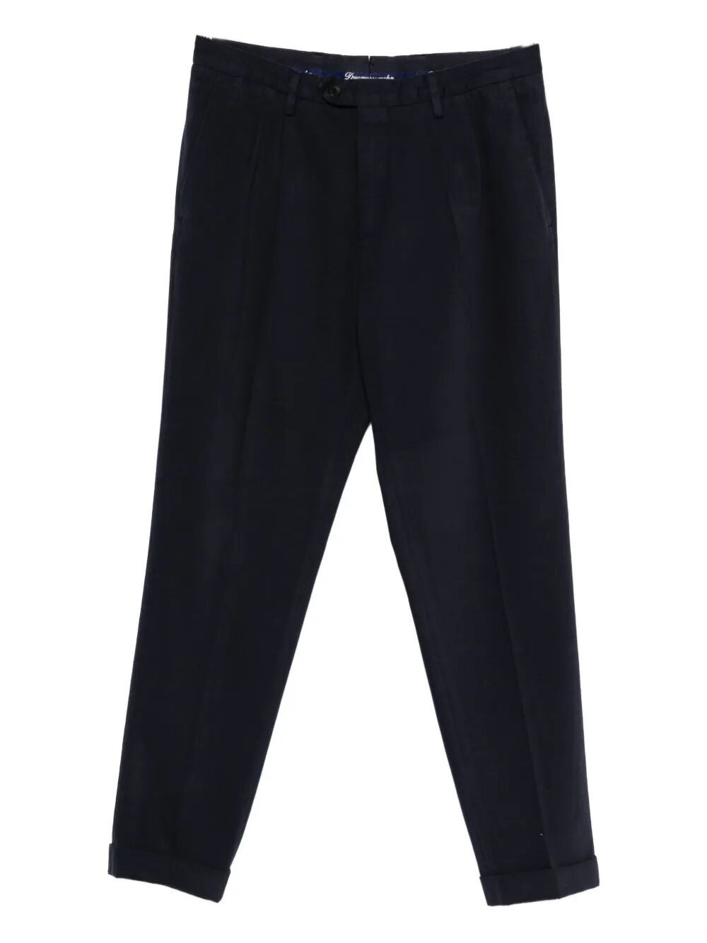 Drumohr Pleated Cotton Pants In Blue