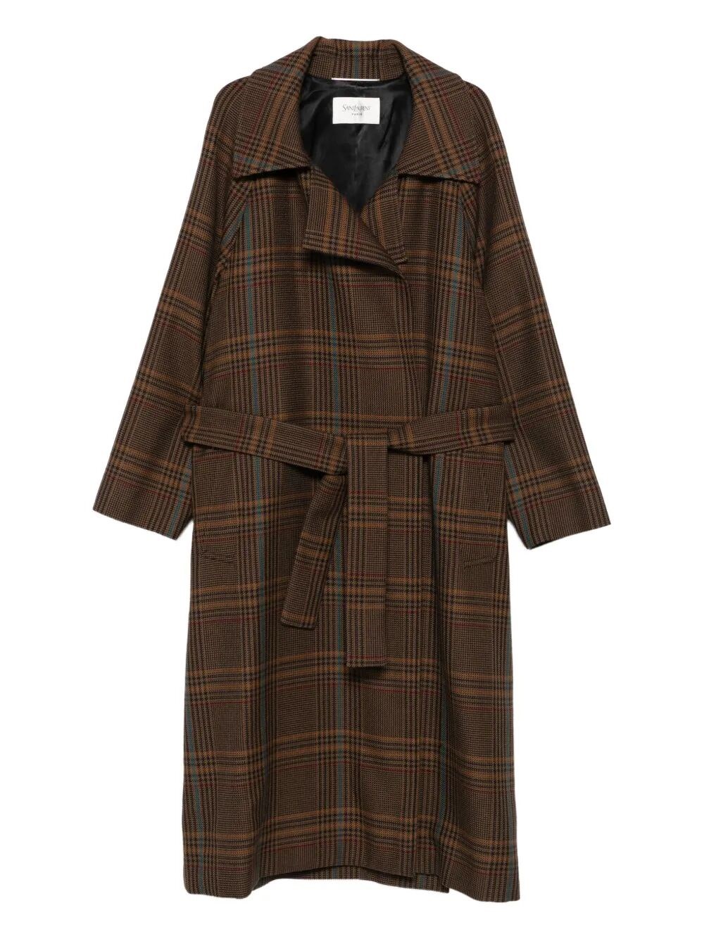 Saint Laurent Long-sleeved Coat In Brown