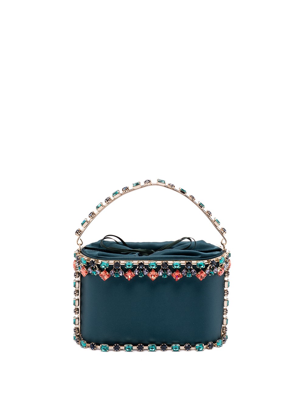 Rosantica Holli Buganville Crystal-embellished Satin Top Handle Bag In Blue