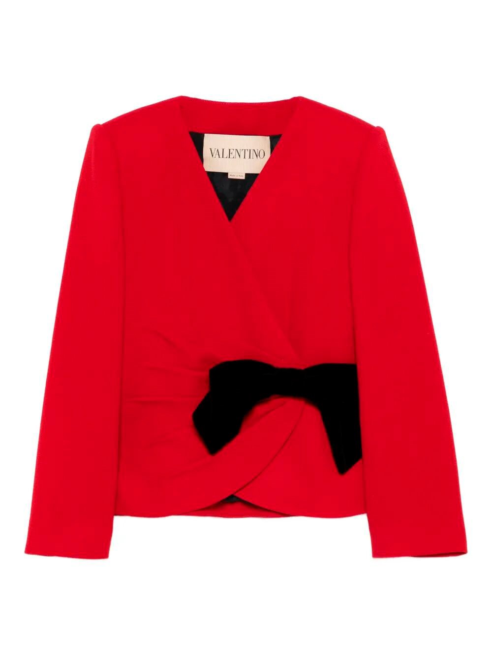 Valentino Bow-detail Wrap Jacket In Red