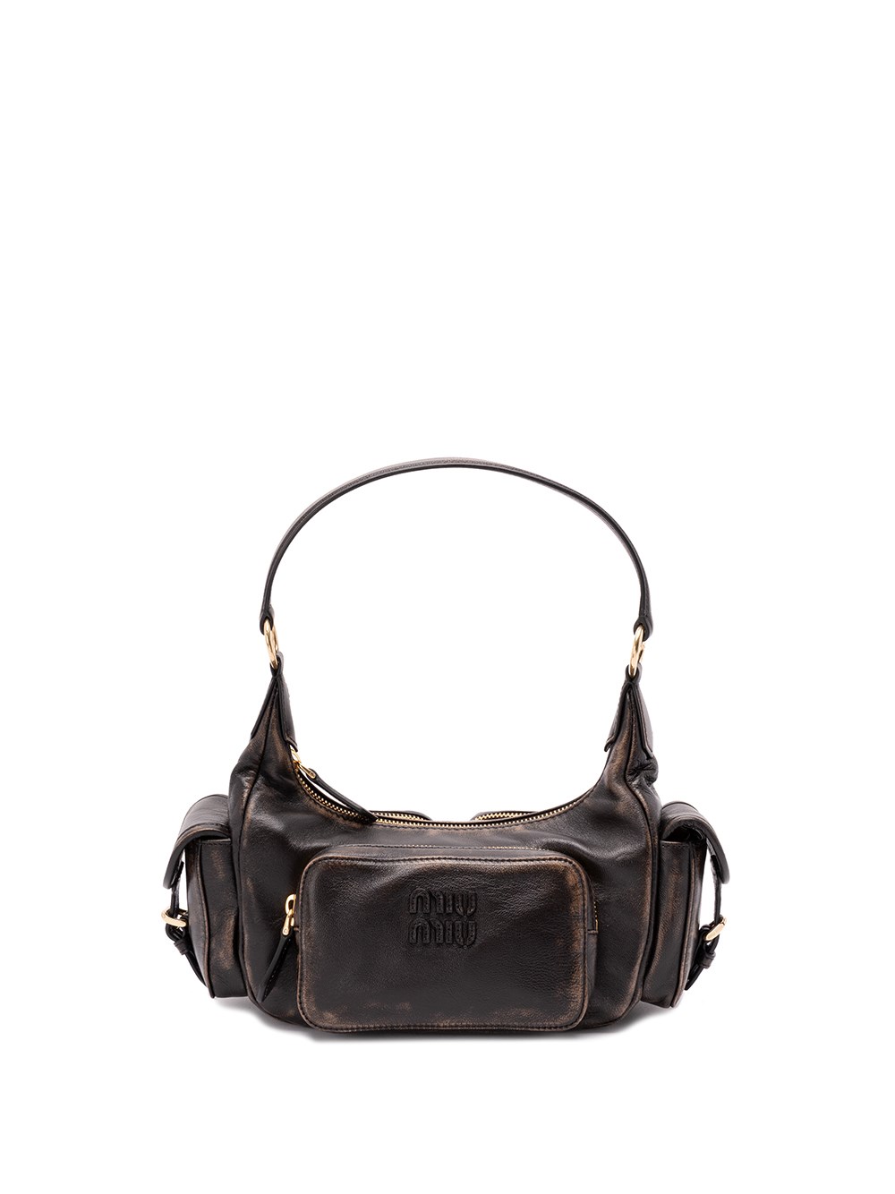 Miu Miu `pocket` Vintage Leather Bag In Brown