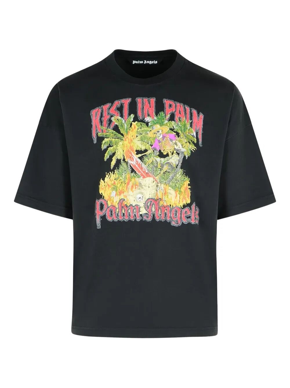 Palm Angels Rest And Relax Graphic Cotton T-shirt In Black
