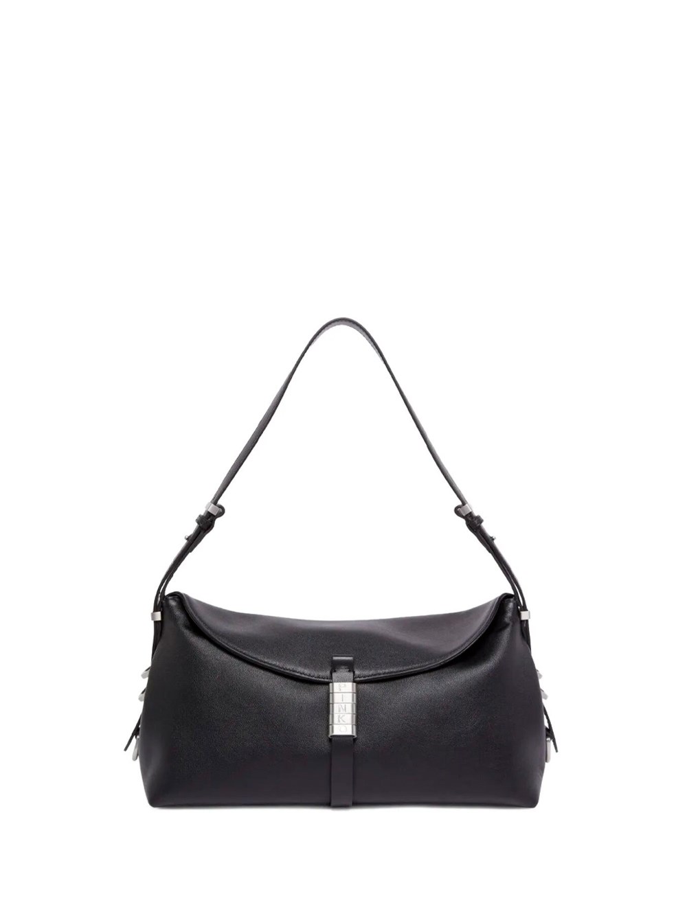 Pinko Medium Leather Saddle Bag Baguette Shoulder Bag In Black