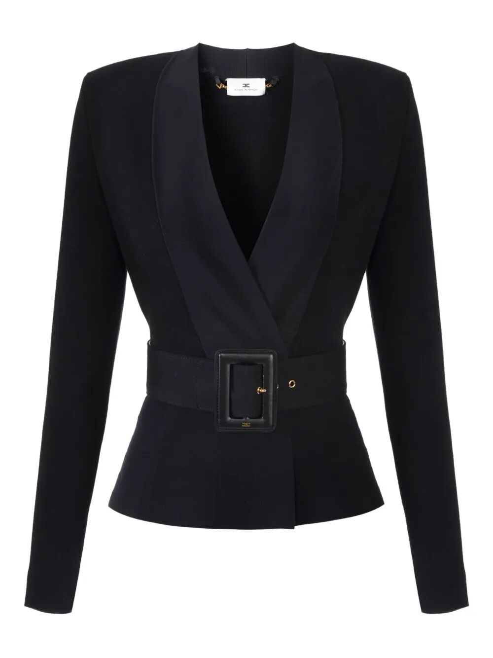 Elisabetta Franchi Waist Belt Long Sleeve Jacket In Black