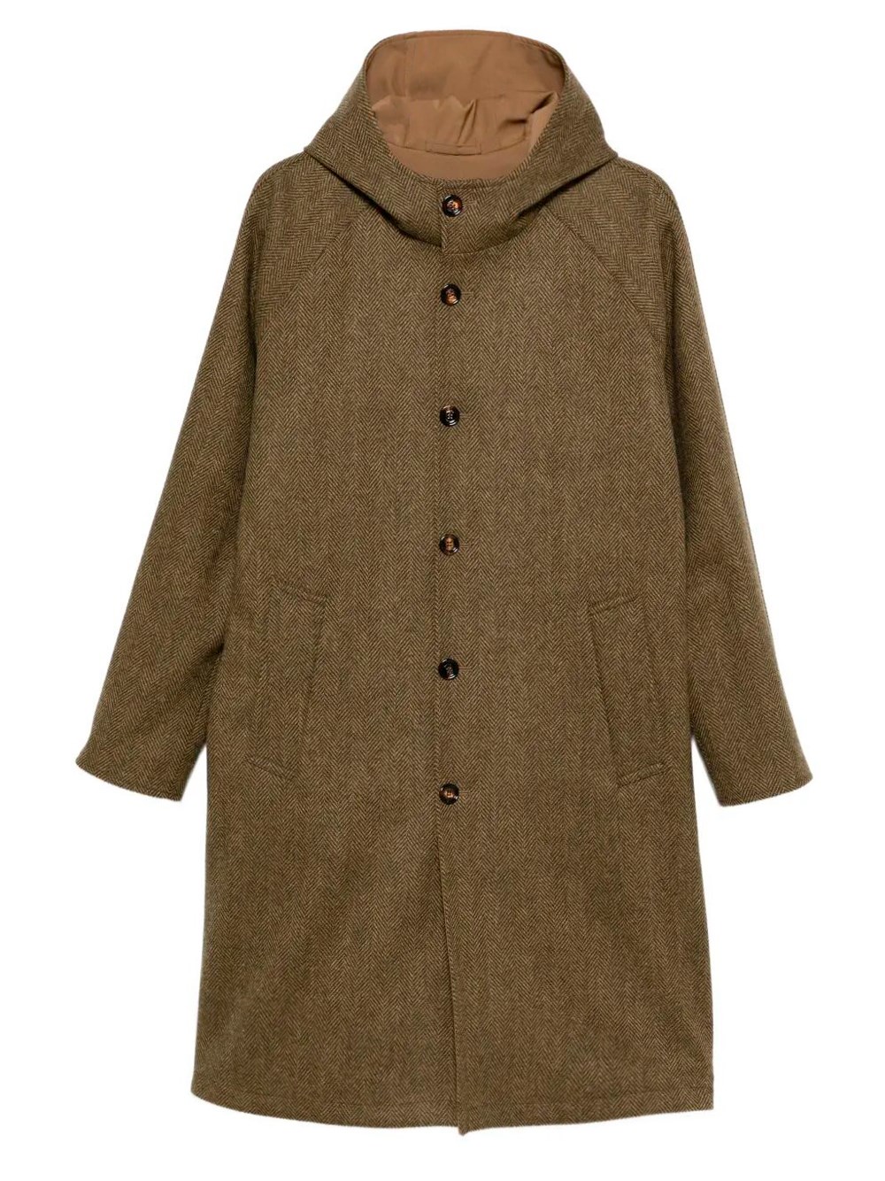 Kired Single-breasted Hooded Coat In Green