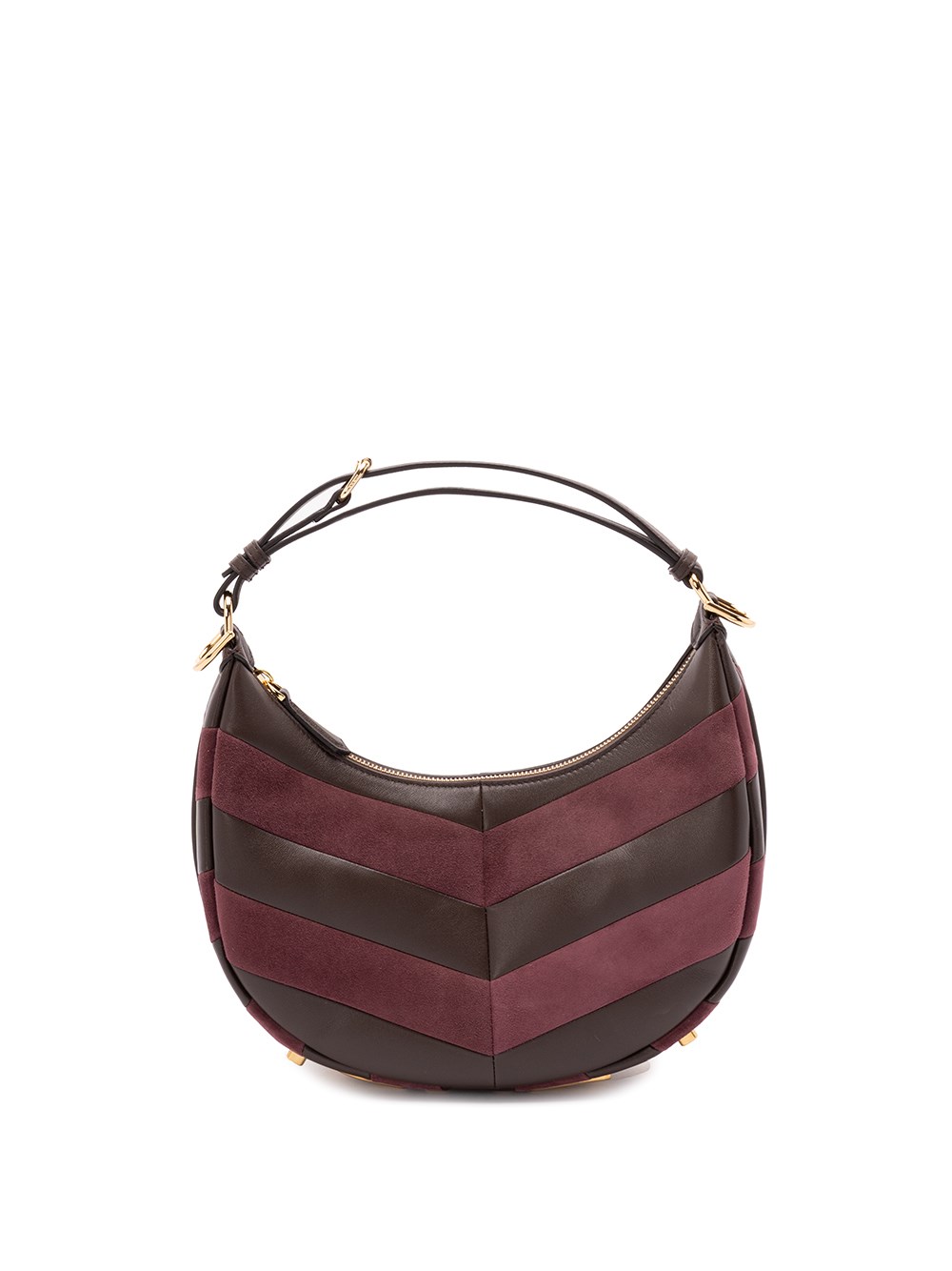 Fendi Leather And Suede Bag With Two-tone Inlay In Black