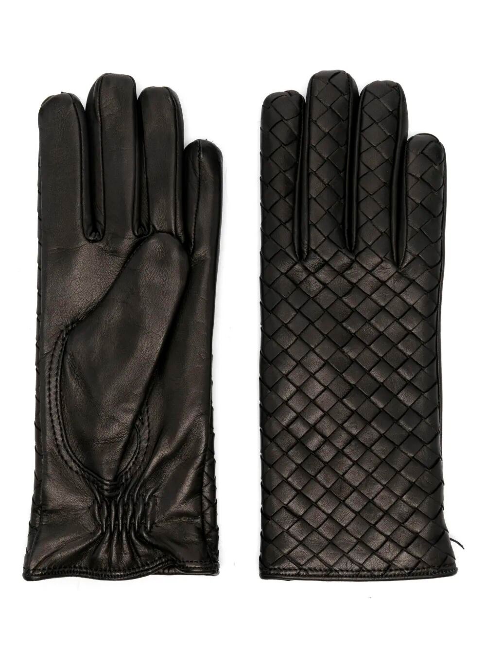Bottega Veneta Leather Gloves In Black