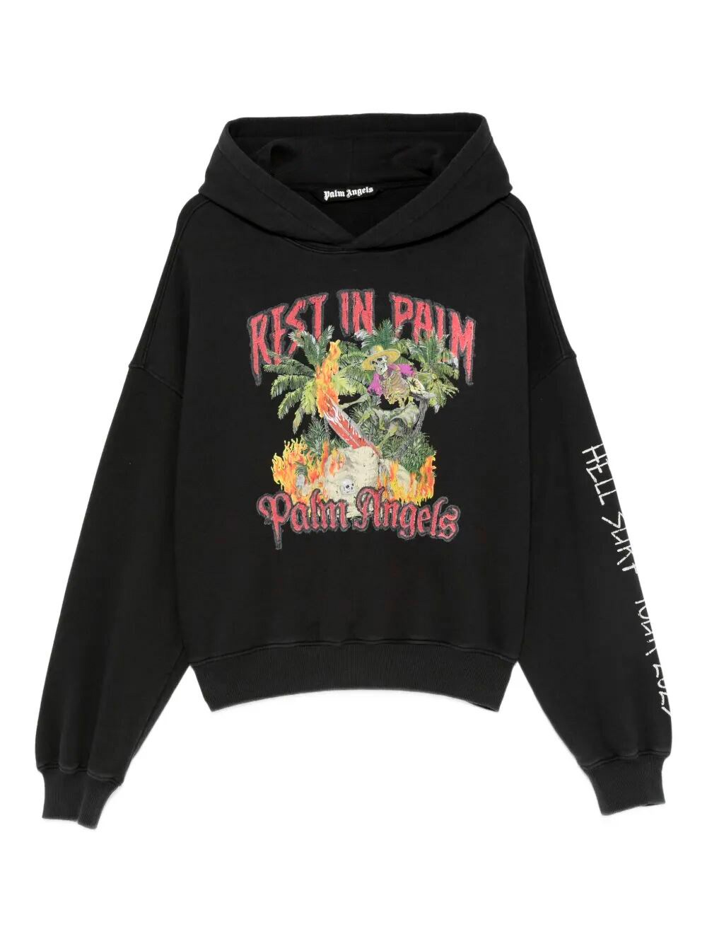 Palm Angels Rest In Palm Loose Hoodie In Black