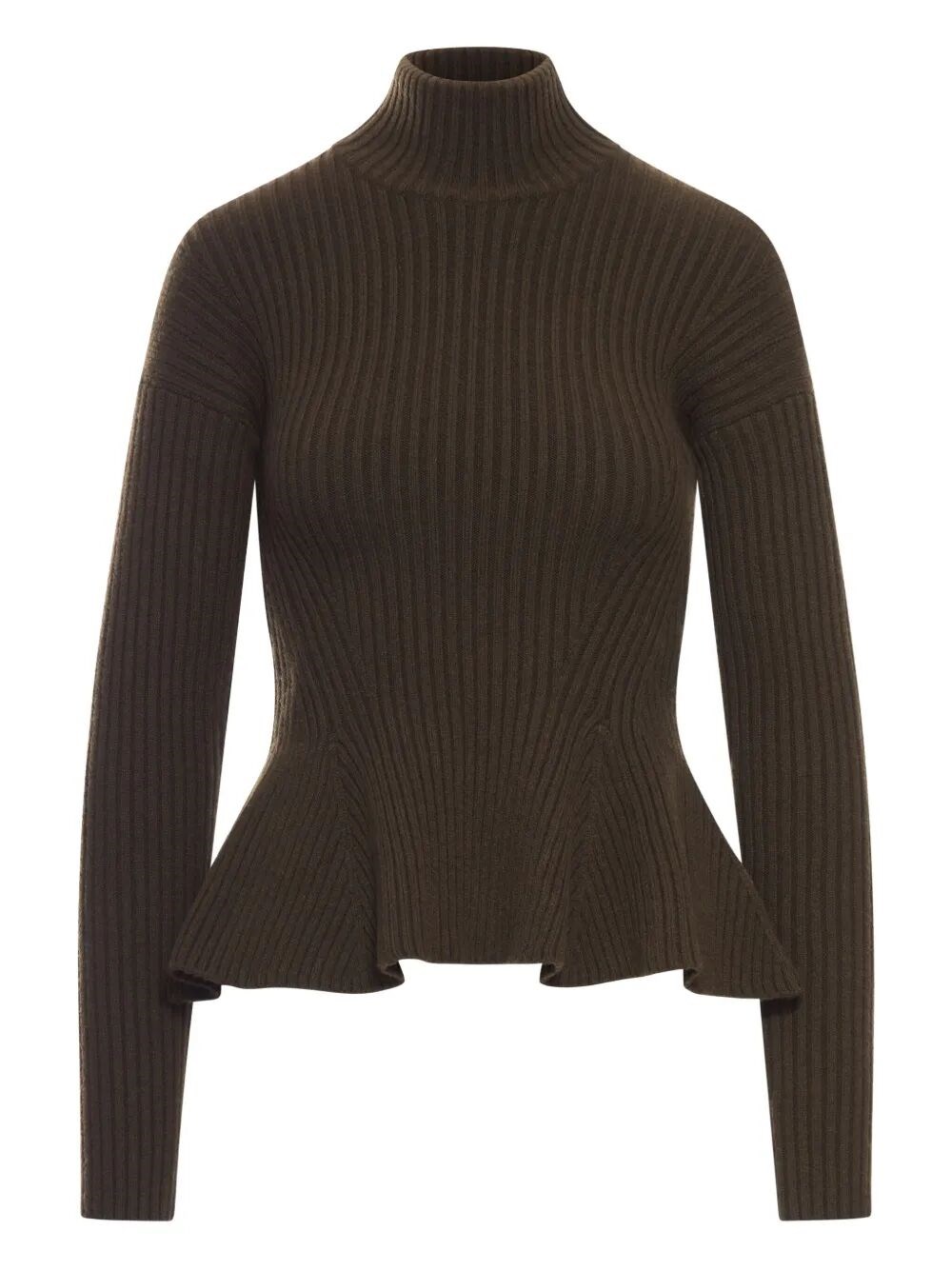 Max Mara Ribbed Wool Cashmere Turtleneck Sweater In Animal Print