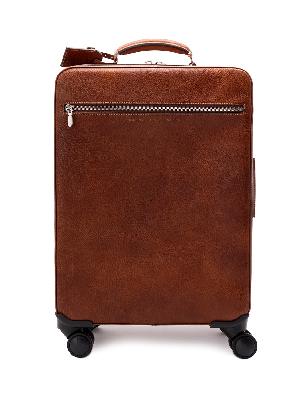 Brunello Cucinelli Grained Calfskin Trolley Bag In Brown