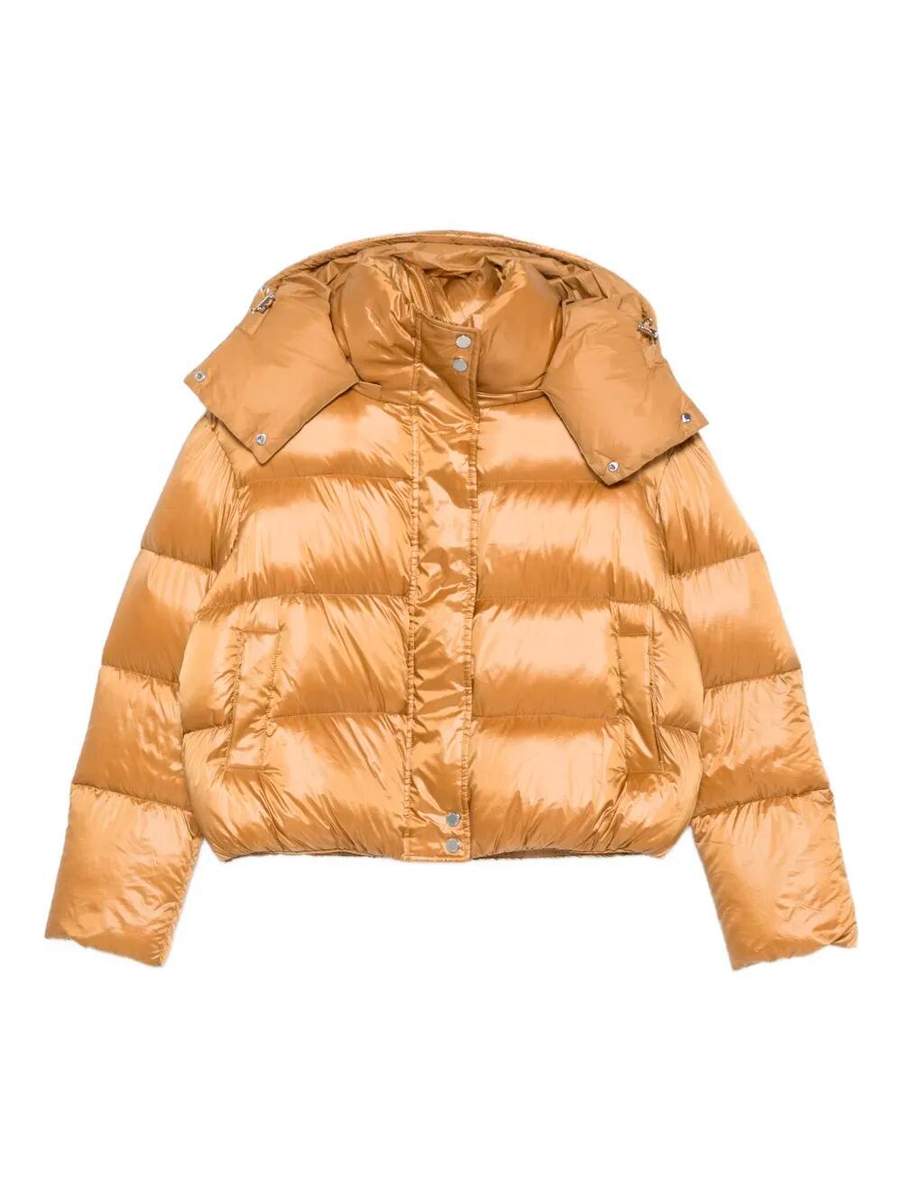 Patrizia Pepe Padded Hooded Jacket In Brown