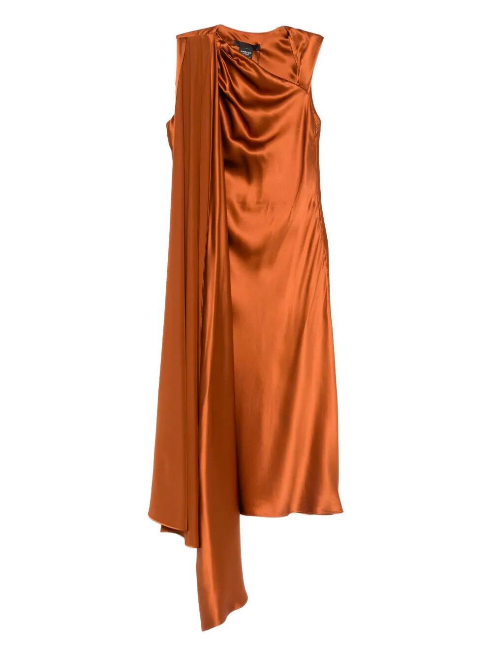 Max Mara Draped Silk Midi Dress In Orange