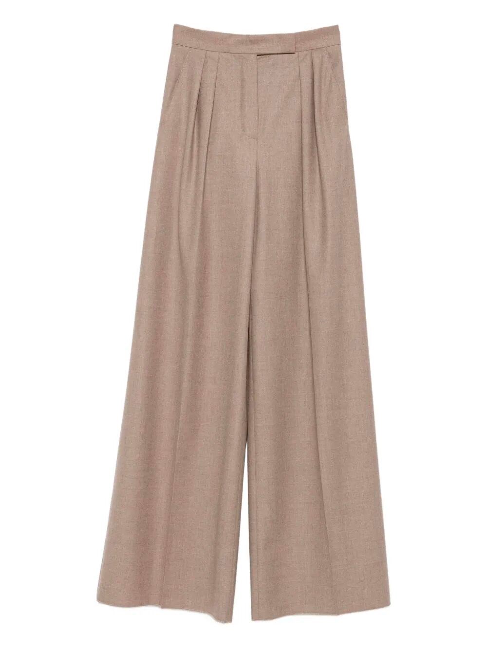 Max Mara High Waist Wide Leg Trousers With Pockets In Brown