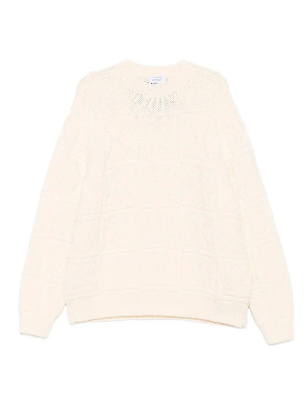 Off-white `arrow Ao` 3d Stitch Knit Crew-neck Sweater In Sand