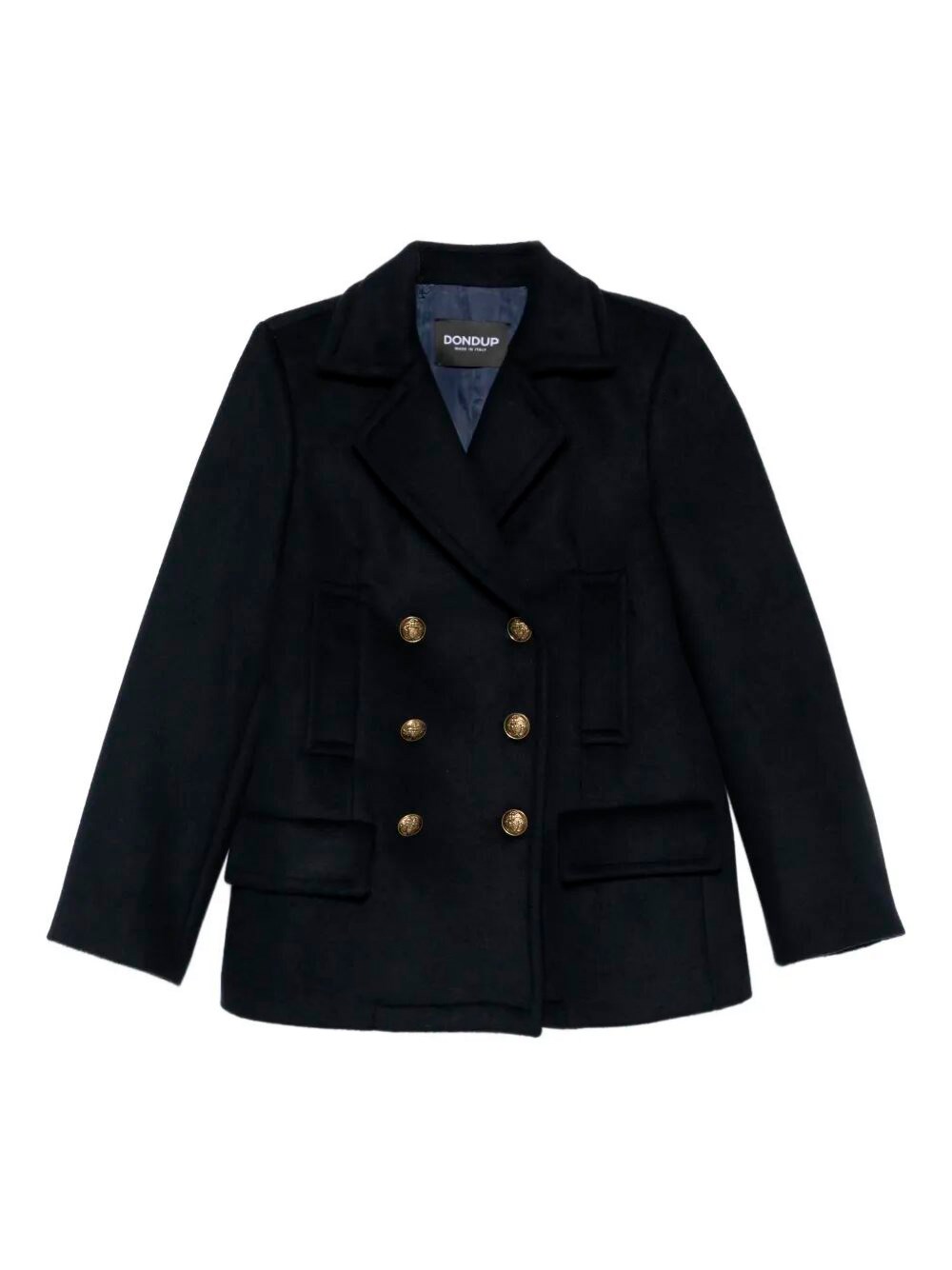Dondup Double-breasted Coat In Blue