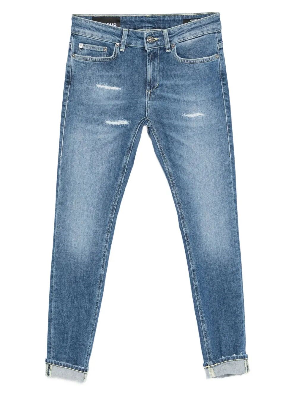 Dondup Distressed Cropped Jeans In Blue