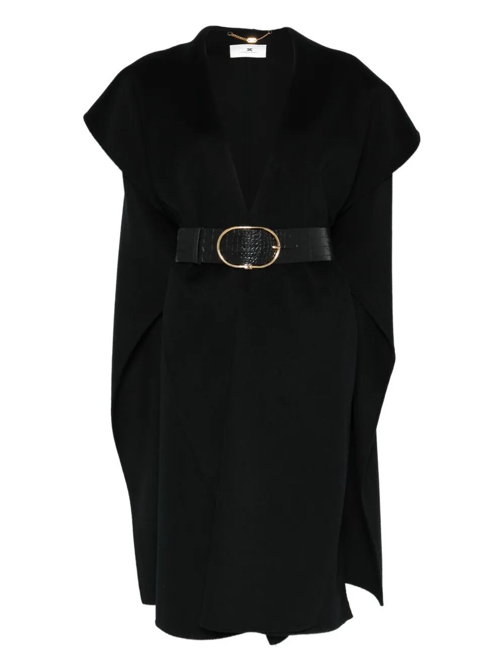 Elisabetta Franchi Wool Belted Coat In Black