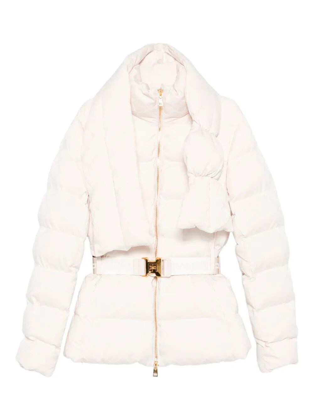 Elisabetta Franchi Padded Jacket With Belt In White