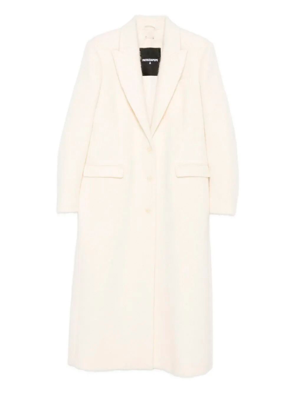 Patrizia Pepe Peak-lapel Coat In Neutral