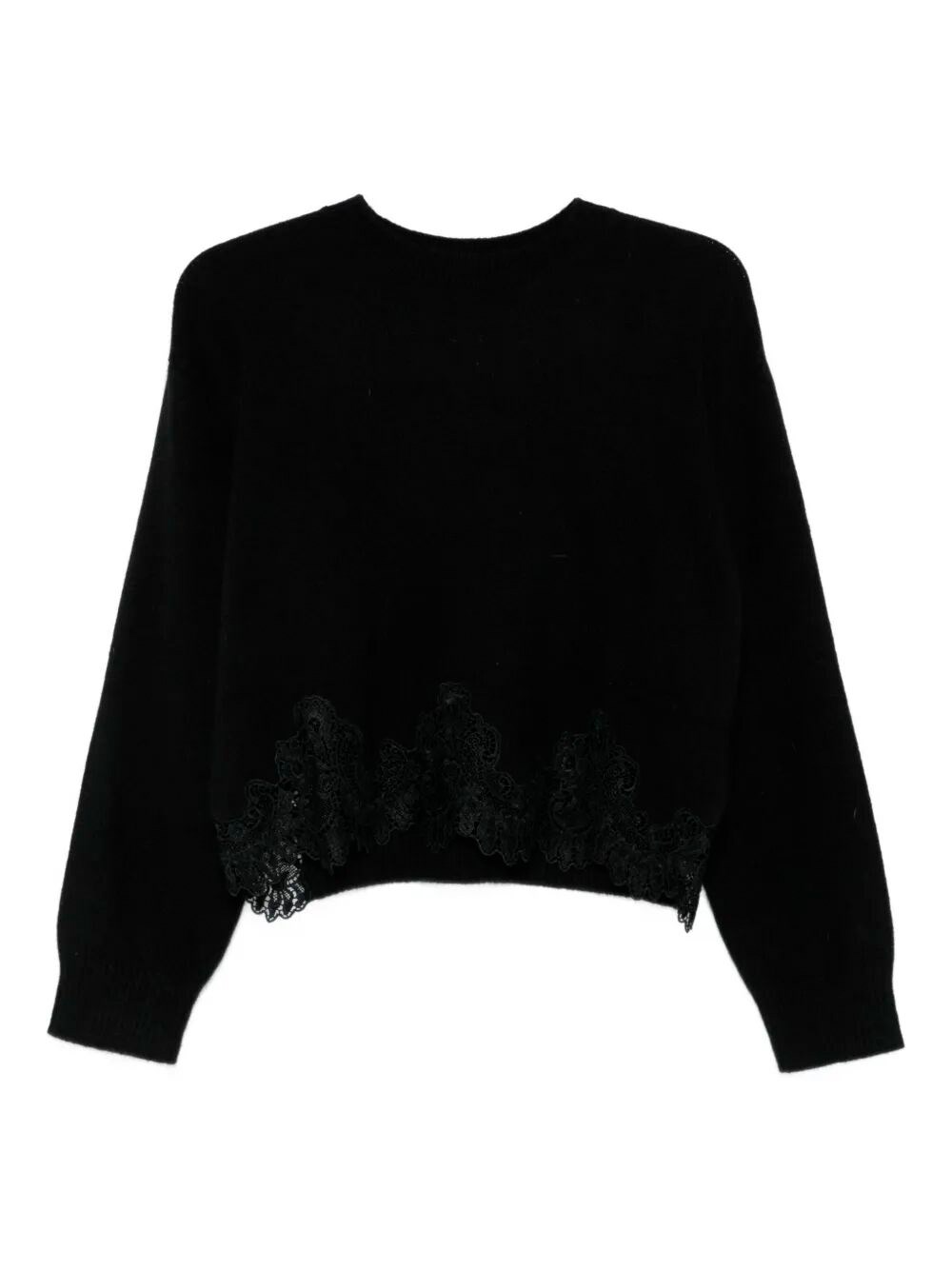 Twinset Lace-detail Sweater In Black