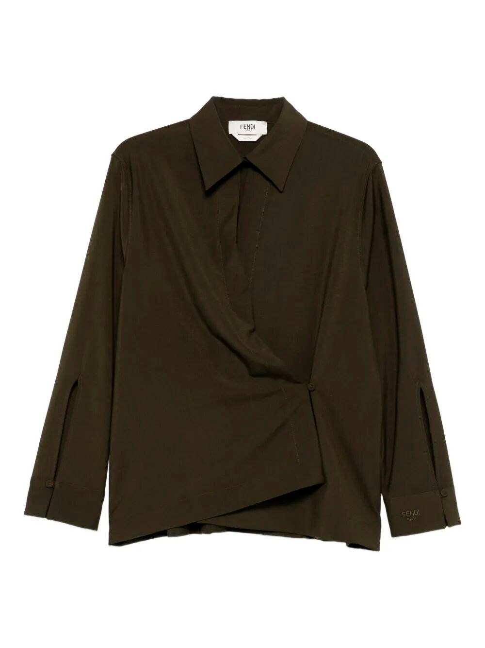 Fendi Ff Jacquard Silk Shirt In Green