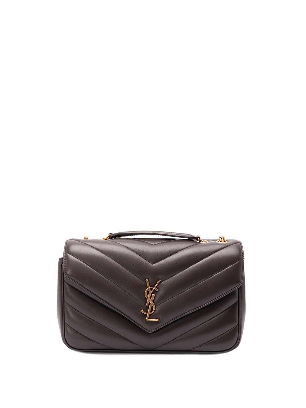 Saint Laurent Chevron Chain Shoulder Bag In Brown