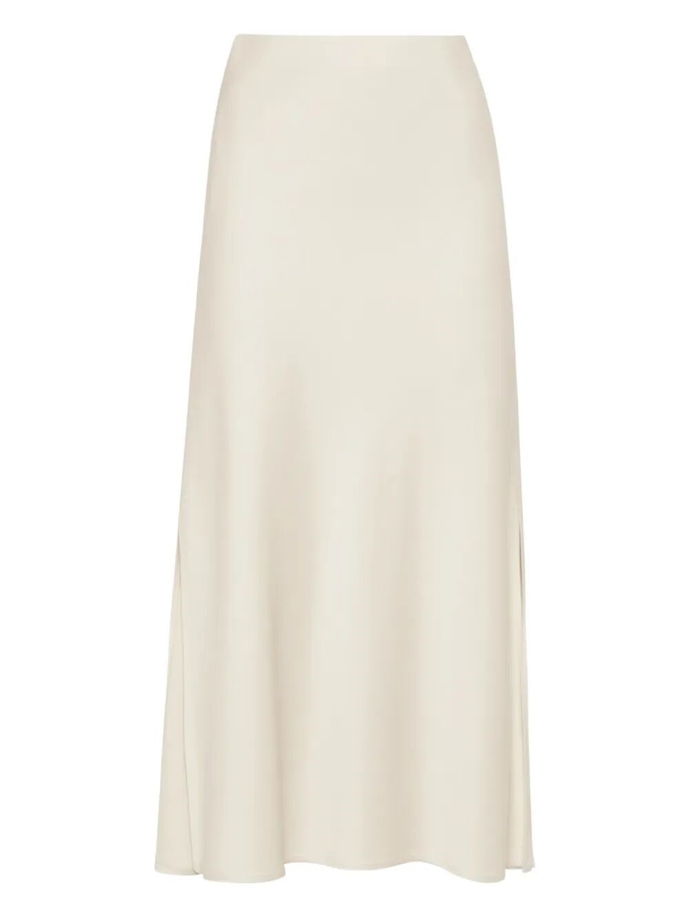 Brunello Cucinelli Satin Cady Fluid Pencil Skirt In White