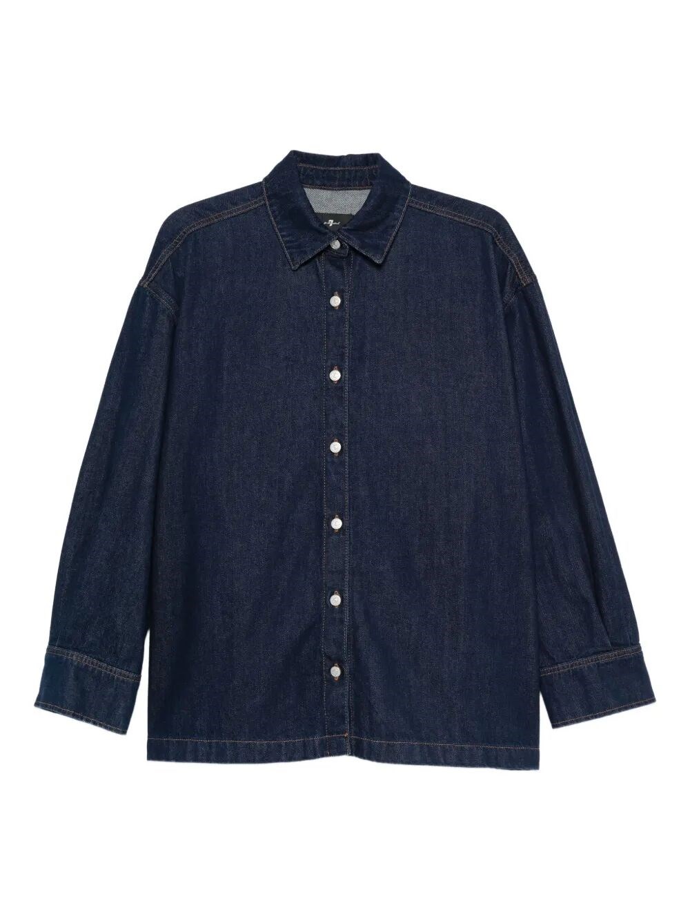 7 For All Mankind `pleated Overshirt Franklin` Denim Shirt In Blue