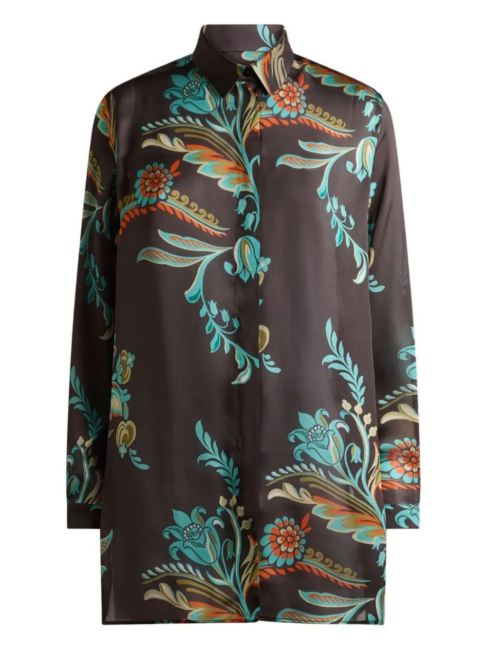 Etro Hemd Mit Blumen-print In Brown