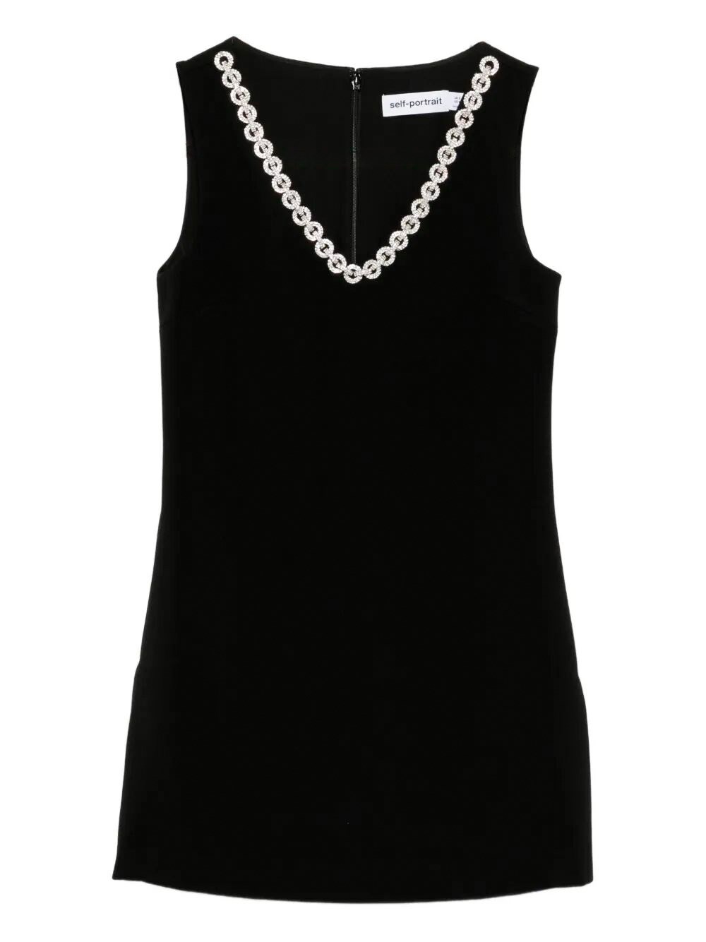 Self-portrait Kristallverziertes Kleid Mit V-ausschnitt In Black