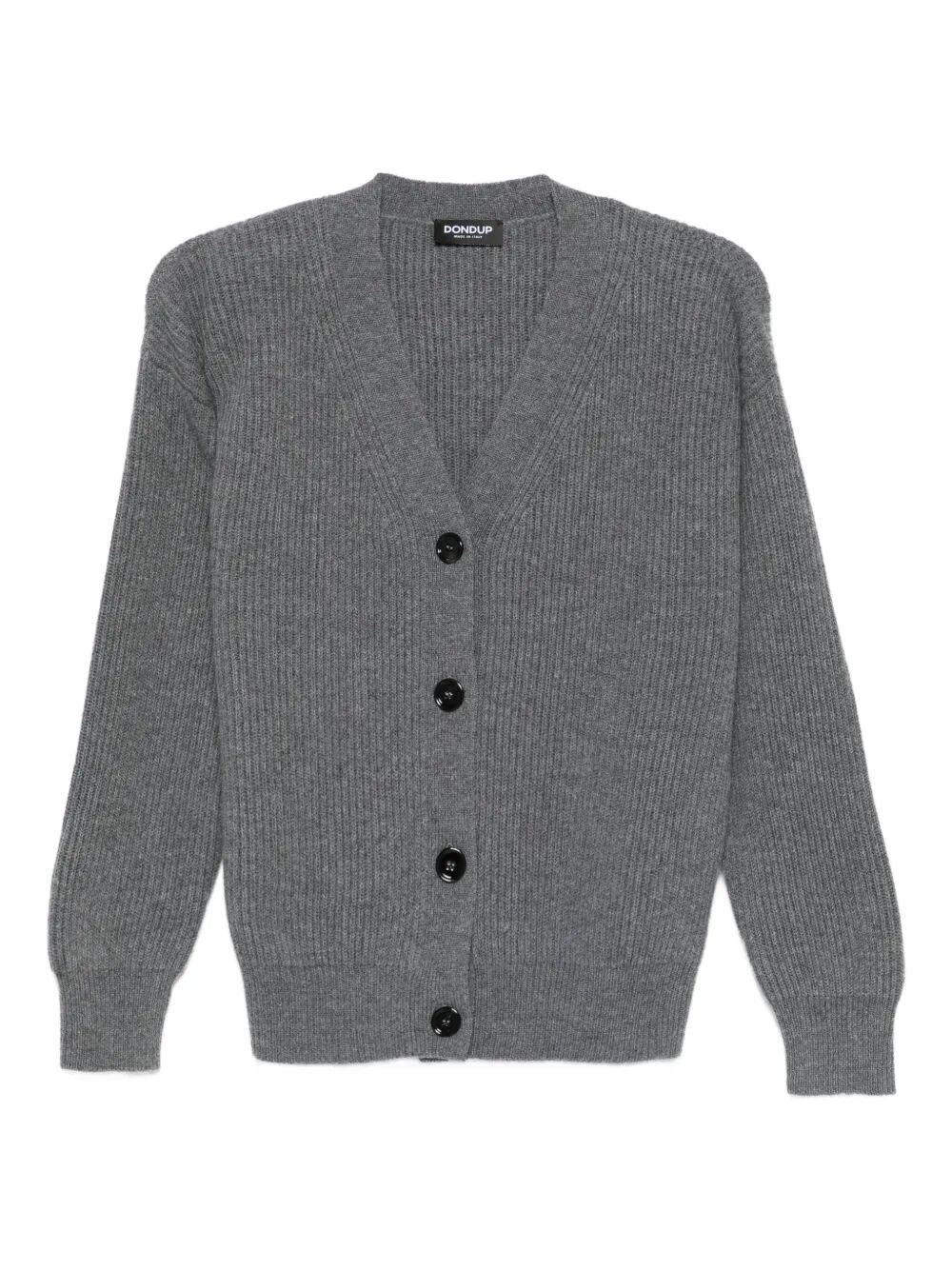 Dondup V-neck Ribbed Cardigan In Gray