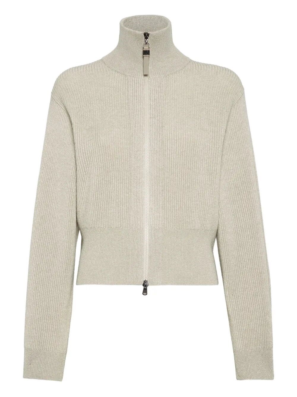 Brunello Cucinelli Sparkling Cashmere Cardigan In Neutral