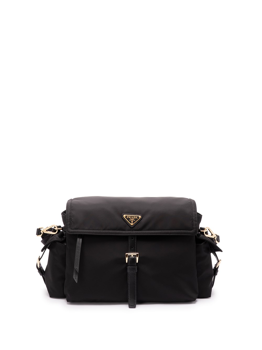Prada Re-nylon And Leather Shoulder Bag In Black