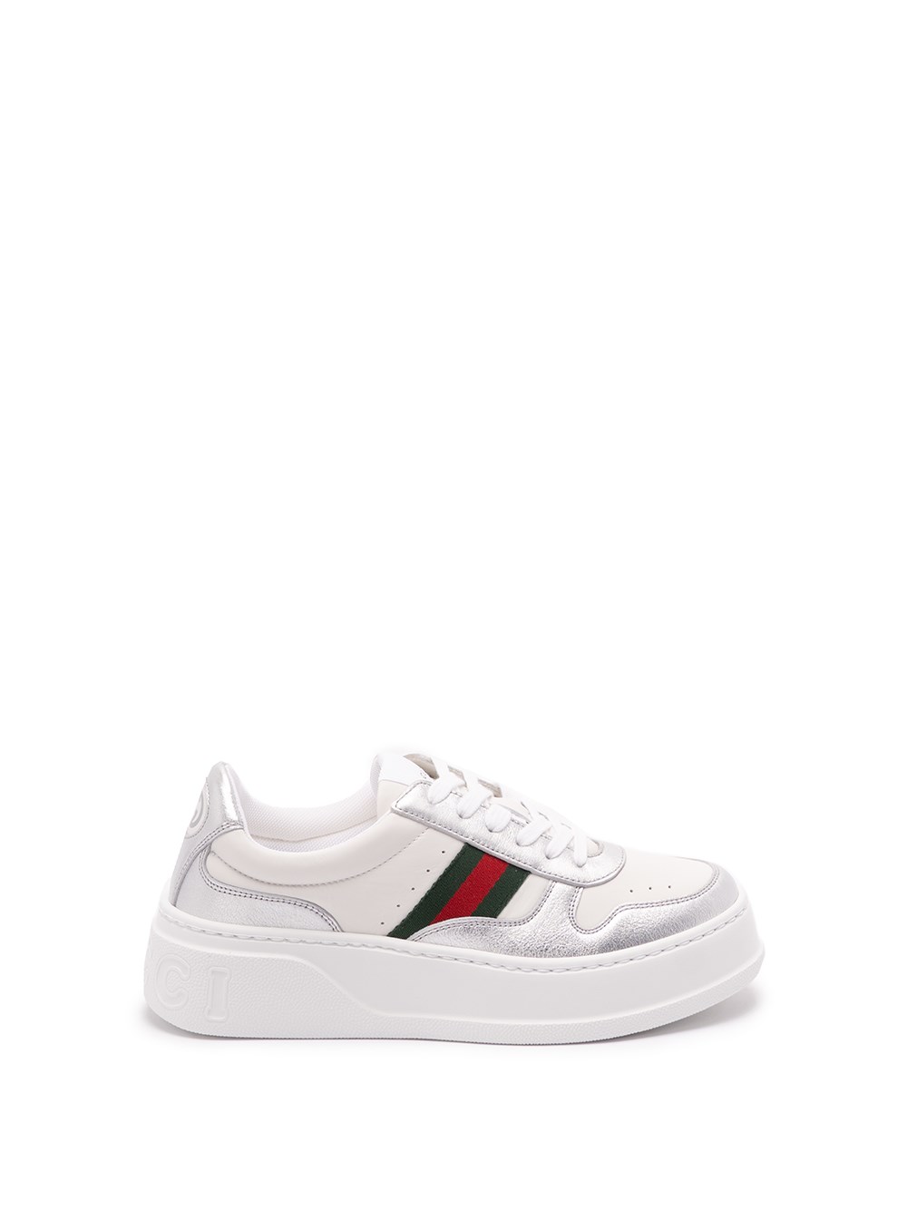 Gucci Stripe-detail Leather Sneakers In White