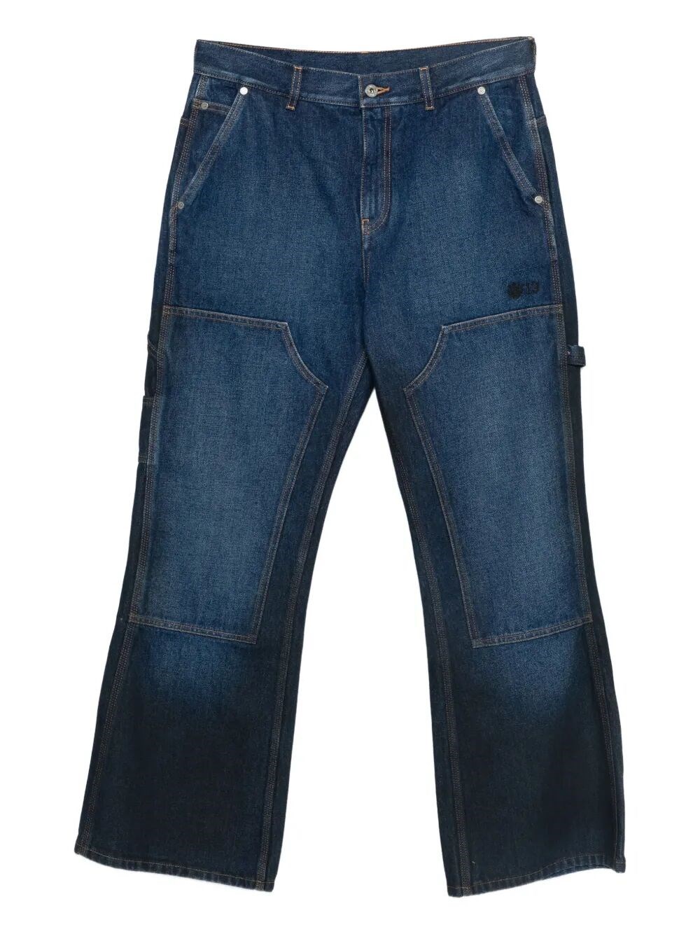 Off-white Panelled Cotton Jeans In Blue
