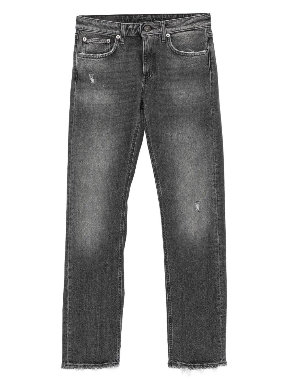 Dondup Straight-leg Black Jeans With Subtle Distressing In Black