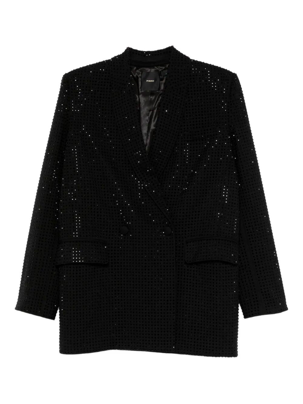 Pinko Double-breasted Embellished Blazer In Black