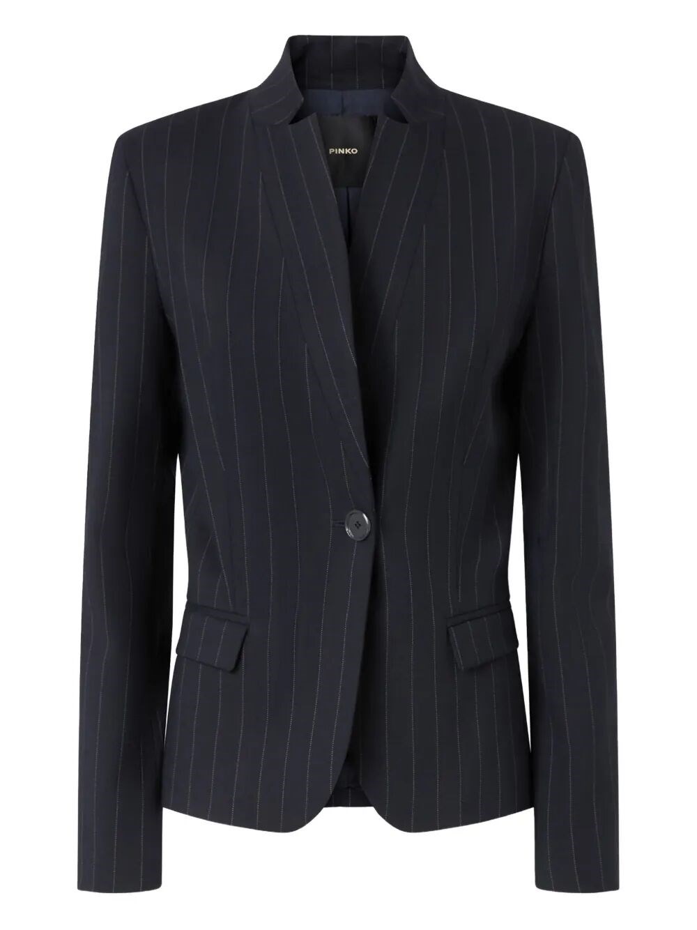 Pinko Tailored Pinstripe Blazer With Structured Shoulders In Blue