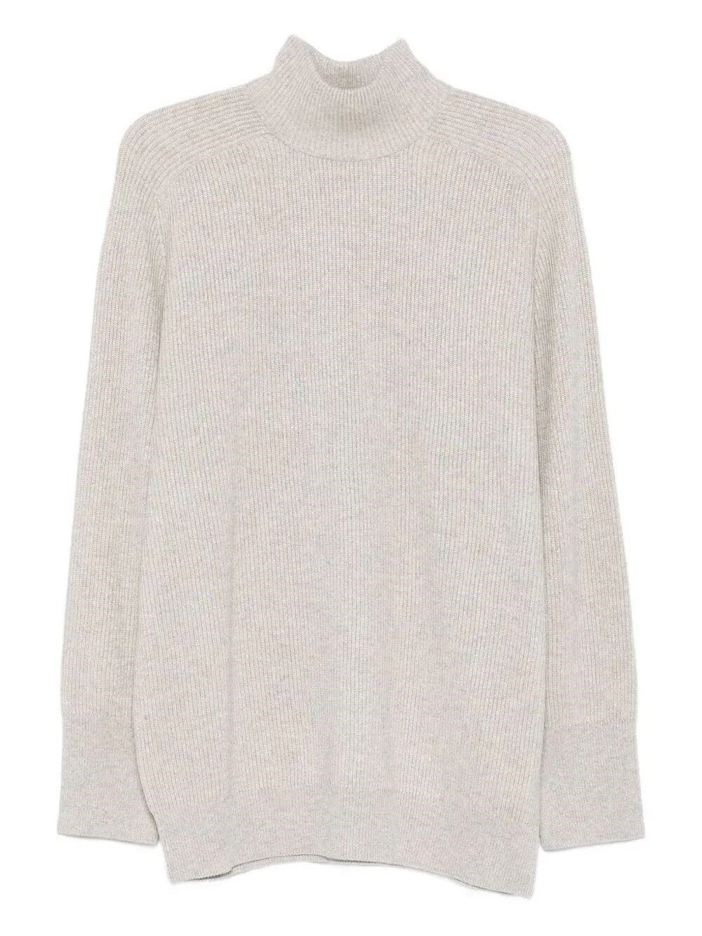 Brunello Cucinelli Roll-neck Cashmere Sweater In Gray