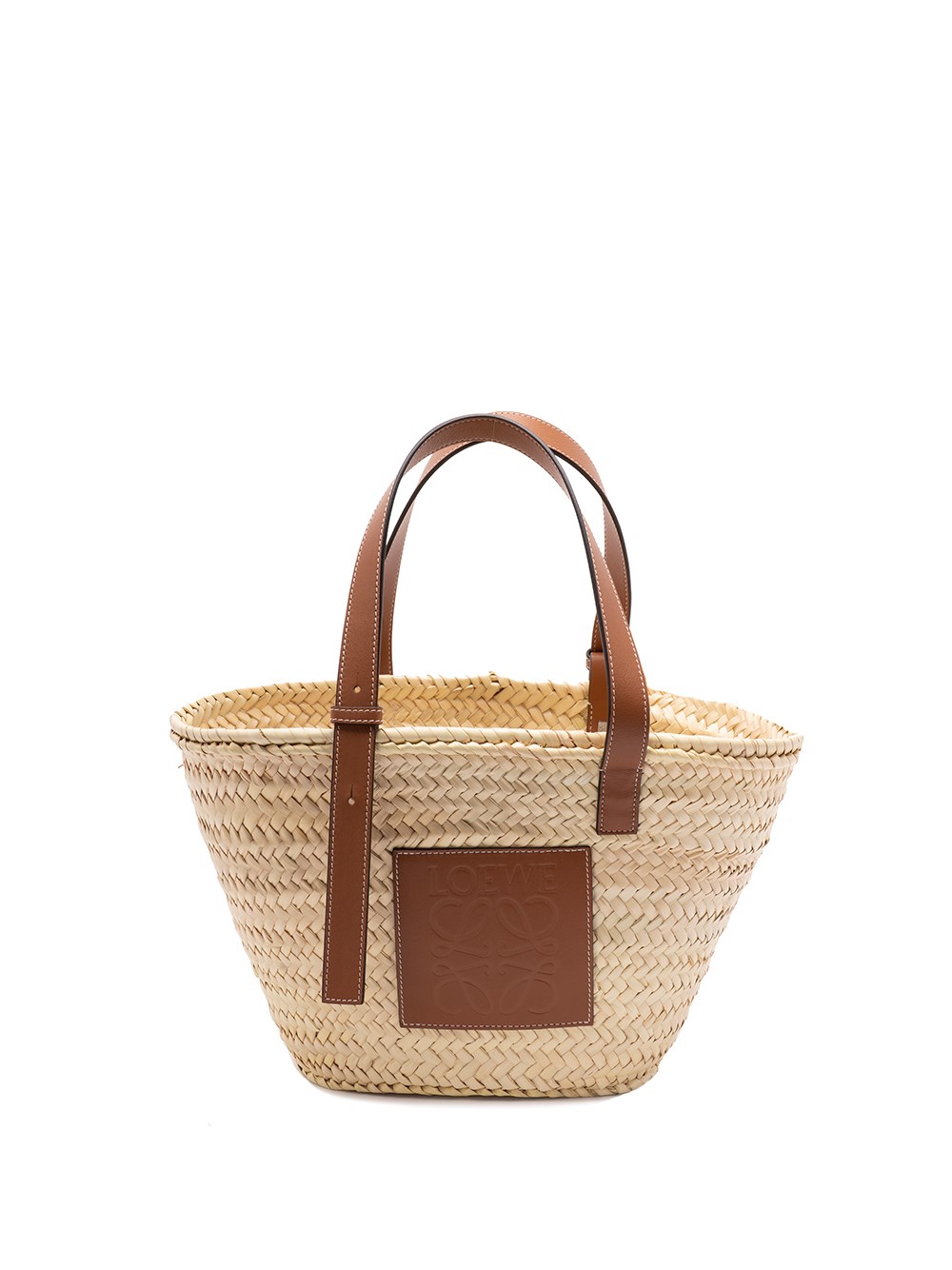 Loewe Basket Bag In Palm Leaf And Calfskin In Sand