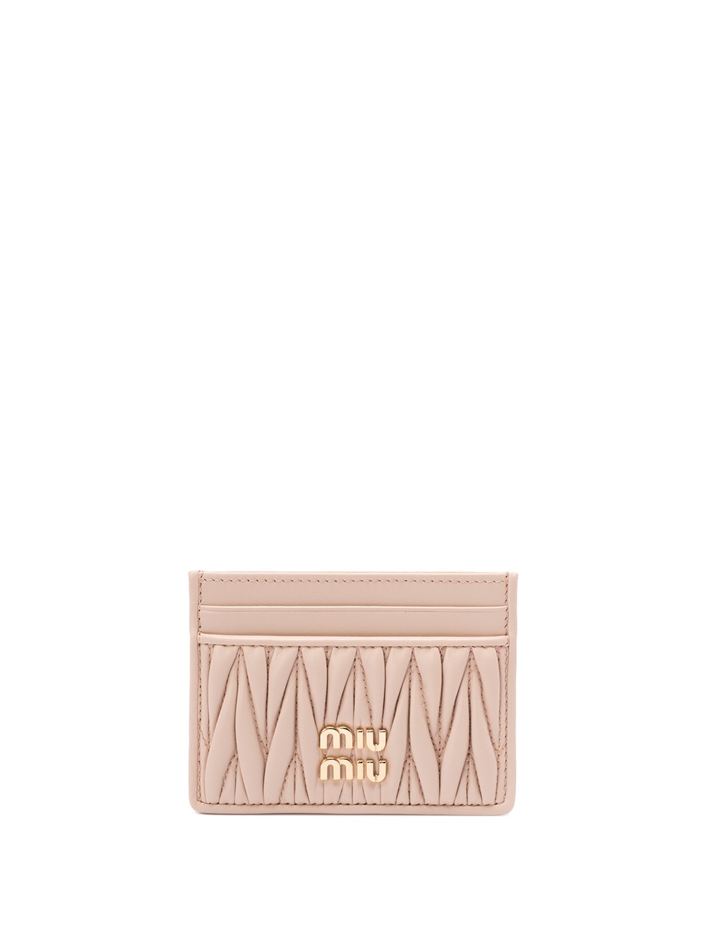 Miu Miu Matelassé Nappa Leather Card Holder In Sand