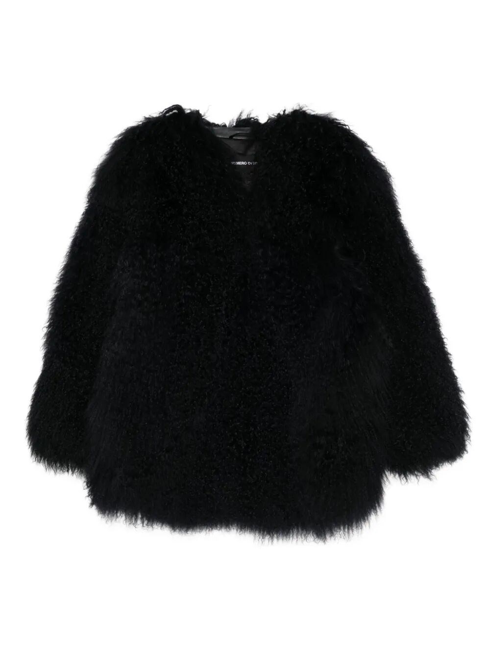 Numero Otto `mongolia` Midi Coat Without Collar In Black