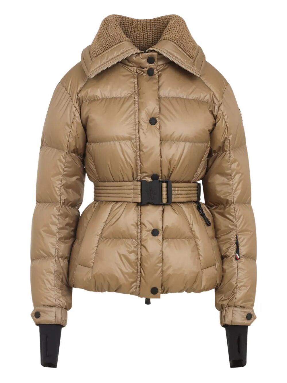 Moncler Bataillouse Belted Down Ski Jacket Clothing In Multi