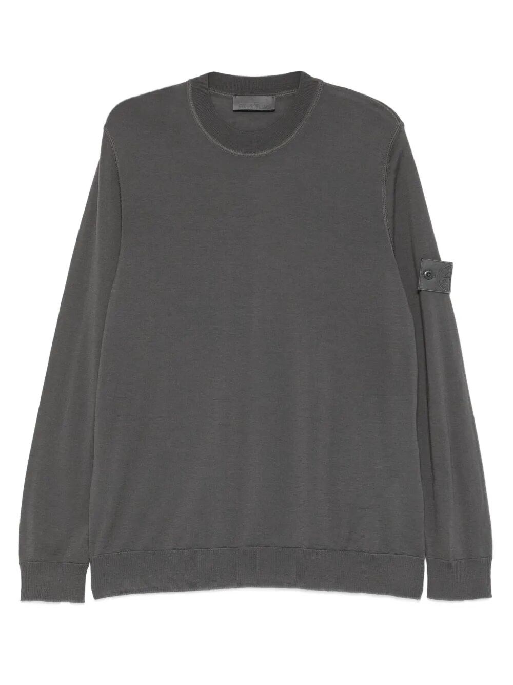 Stone Island Logo-patch Crew-neck Sweater In Gray