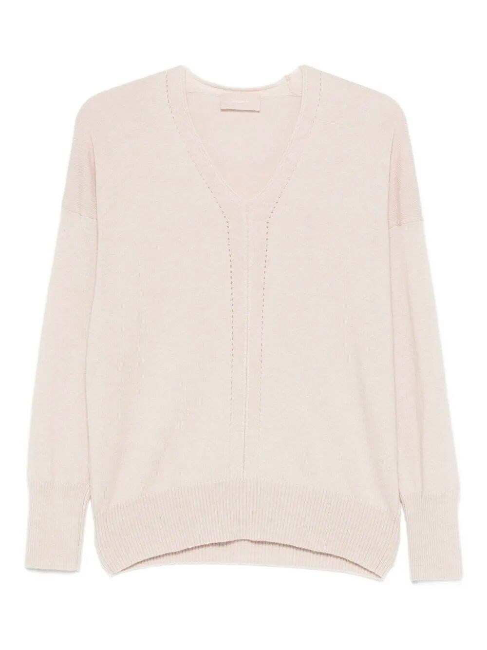 Drumohr Long Sleeve V-neck Sweater In Pink