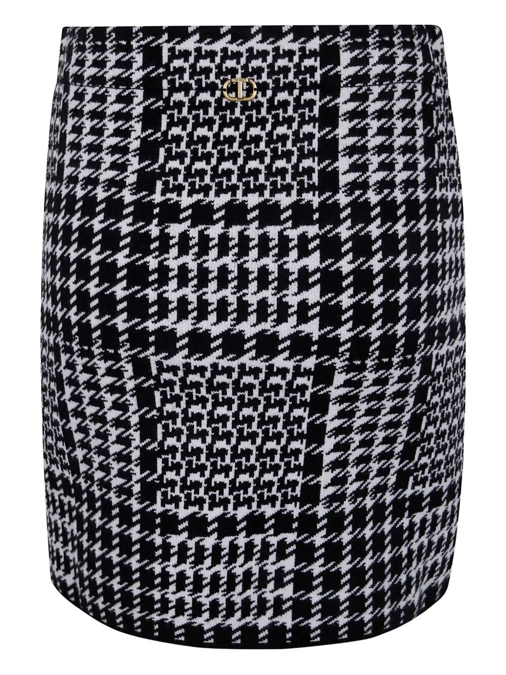 Twinset Black And White Viscose Skirt In Multi